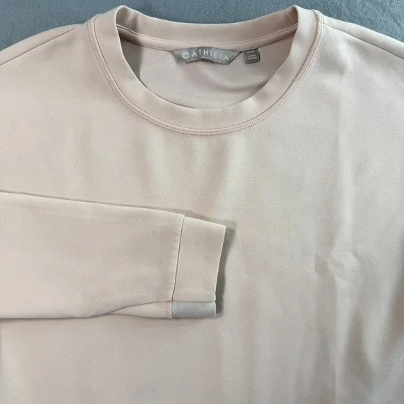 Athleta Sweatshirt Womens XXS Pastel Pink Cropped High-Low Crewneck Loungewear - Picture 4 of 8